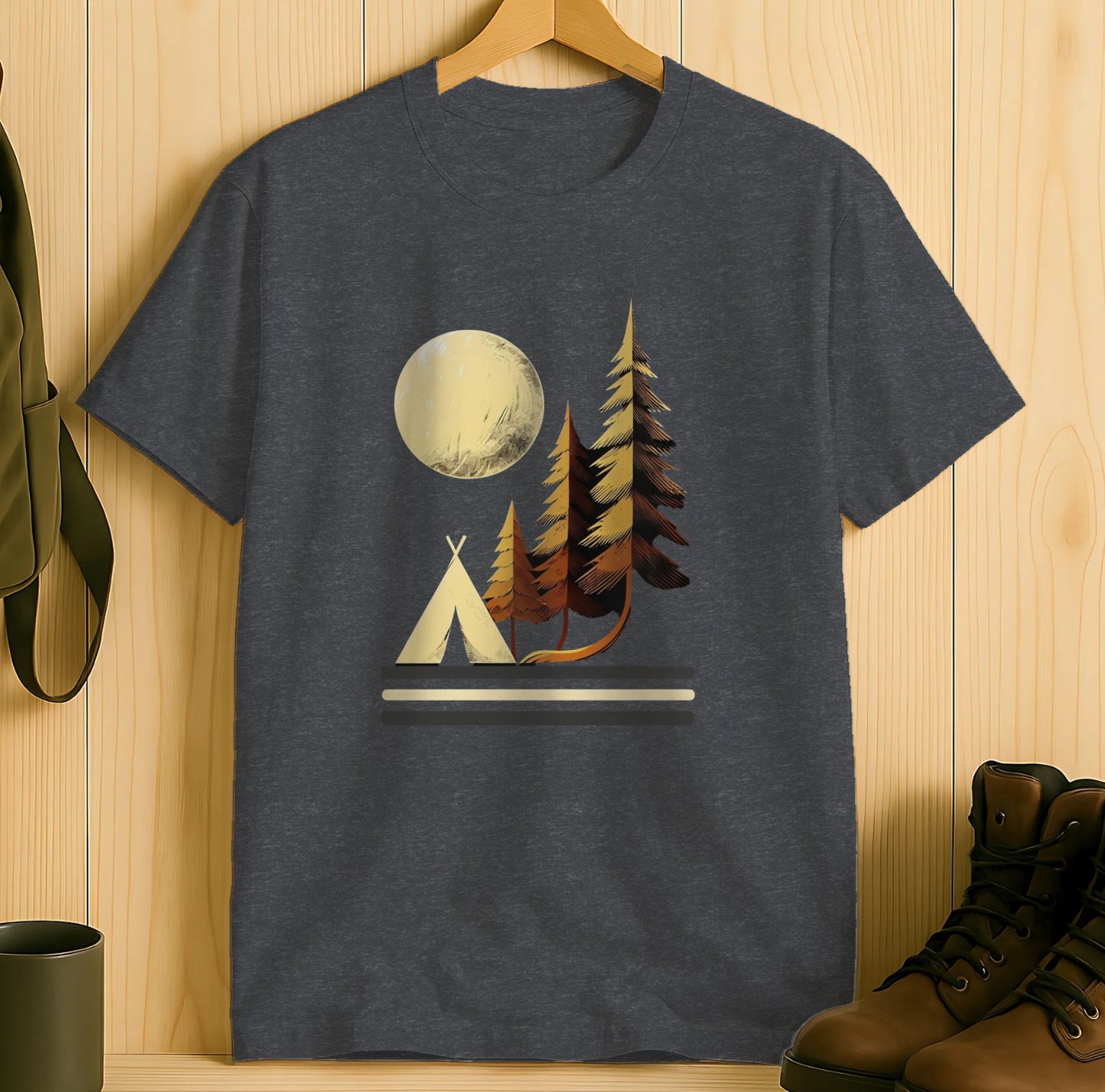 Night Moon Camping Scene Graphic T-Shirt product