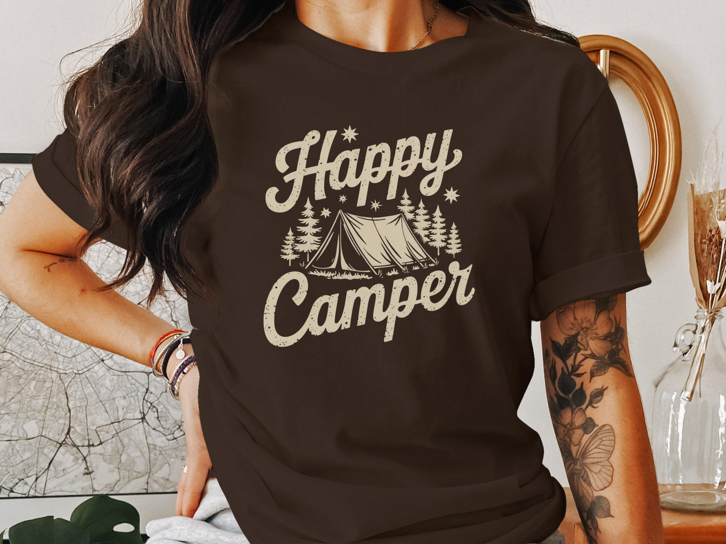 Happy Camper Graphic Tee Casual Camping Shirt product