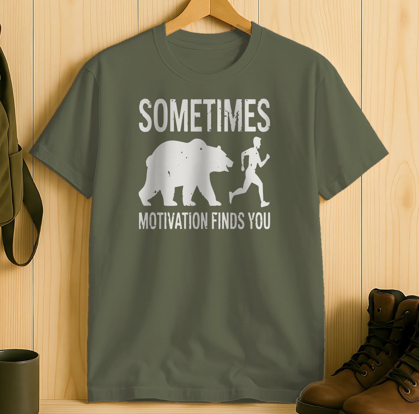 Sometimes Motivation Finds You graphic t-shirt product