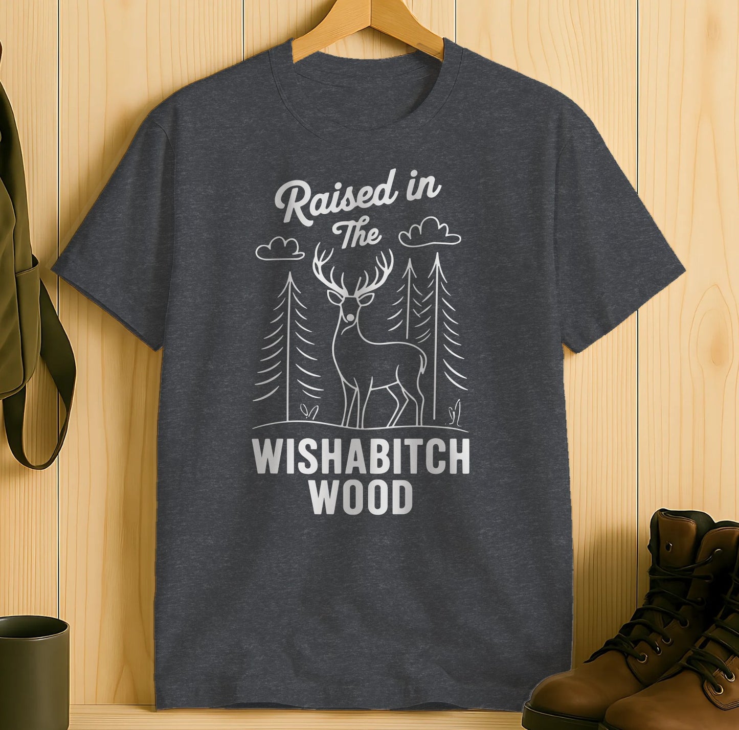 Raised in The Wishabitch Wood Graphic T-Shirt product