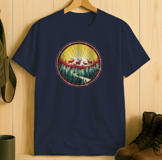 Retro Sunset Forest Adventure Tshirt product type