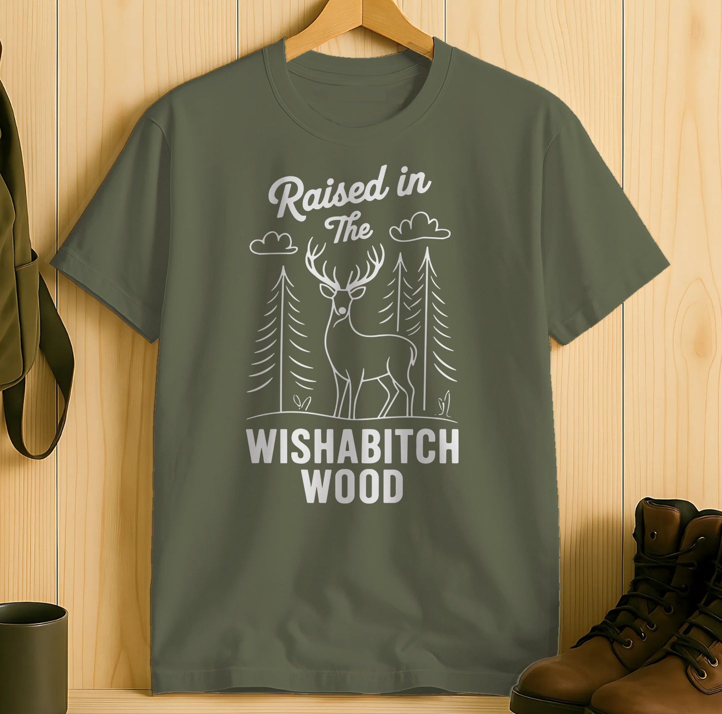 Raised in The Wishabitch Wood Graphic T-Shirt Product