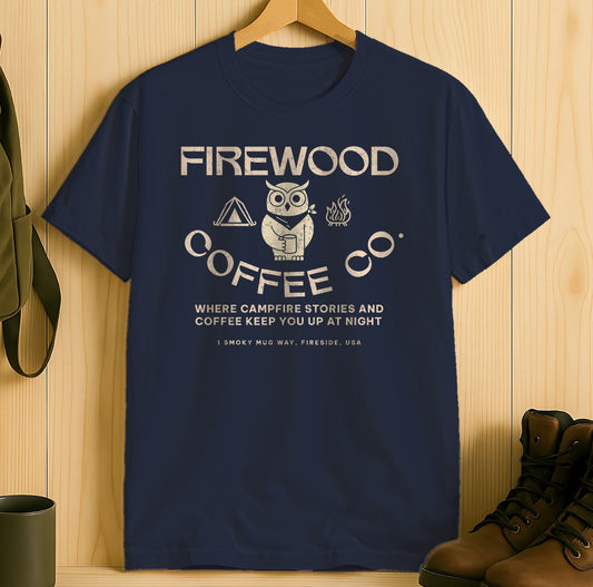 Firewood Coffee Co Owl Design Blue T-Shirt product