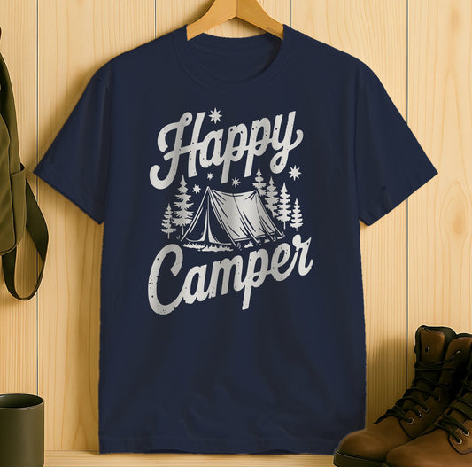 Happy Camper Graphic T-Shirt for Outdoor Enthusiasts Product