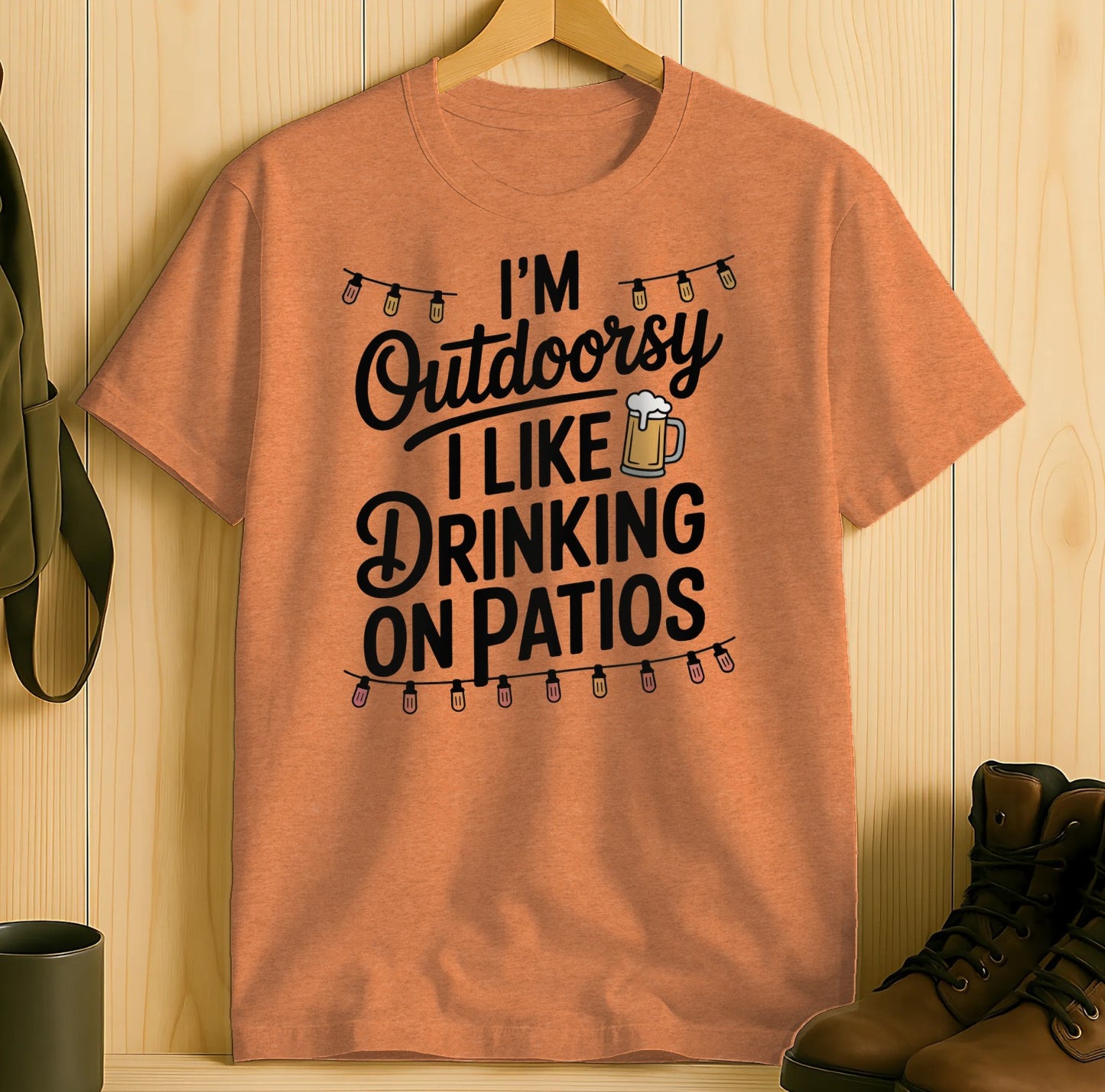Outdoorsy Drinking on Patios Humorous Graphic T-shirt