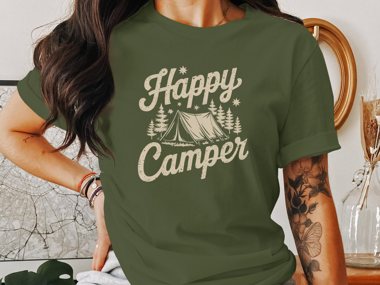 Happy Camper Tent Graphic Print T-shirt product