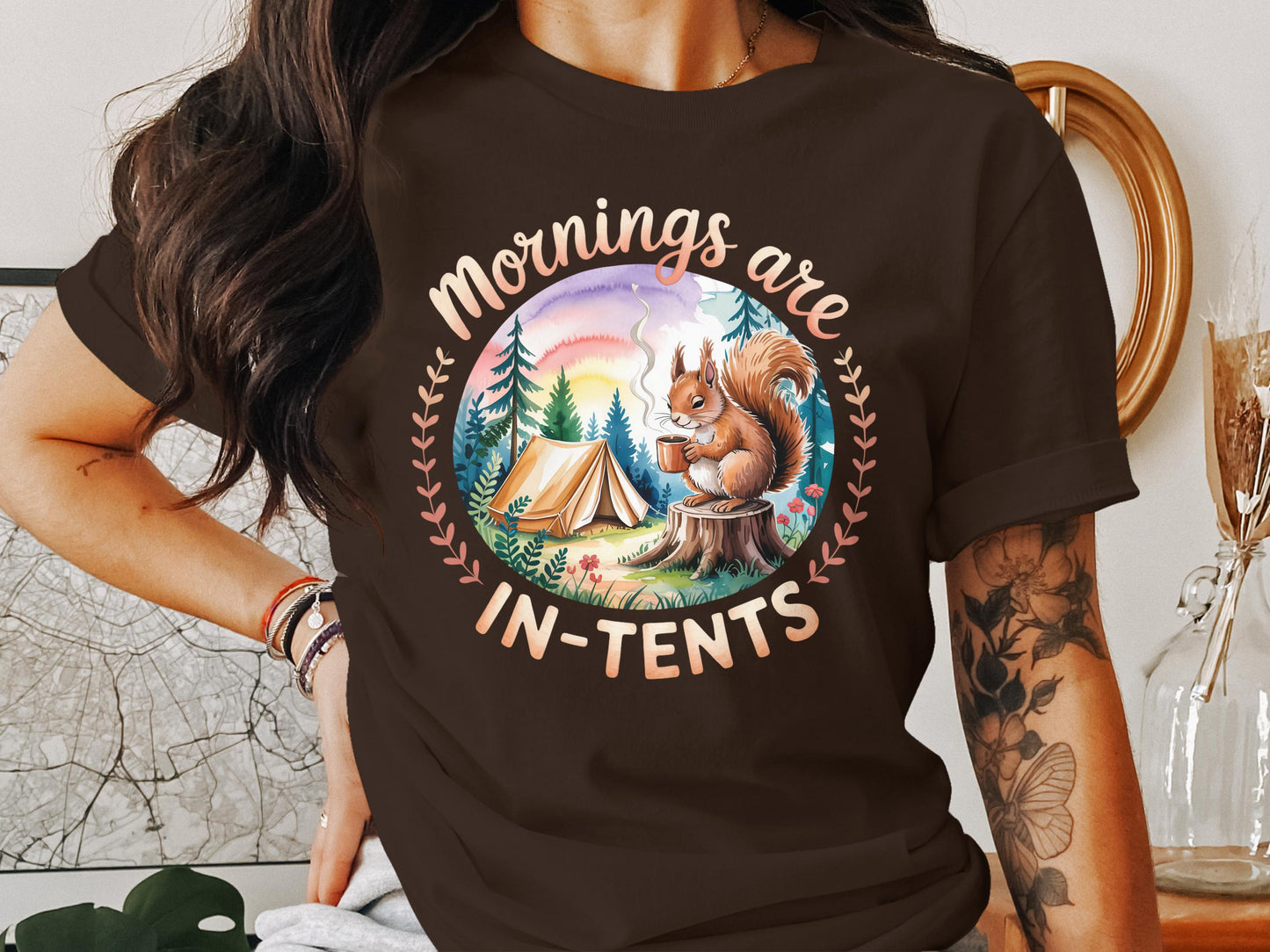 Mornings Are In-Tents Cute Squirrel Camping Shirt product