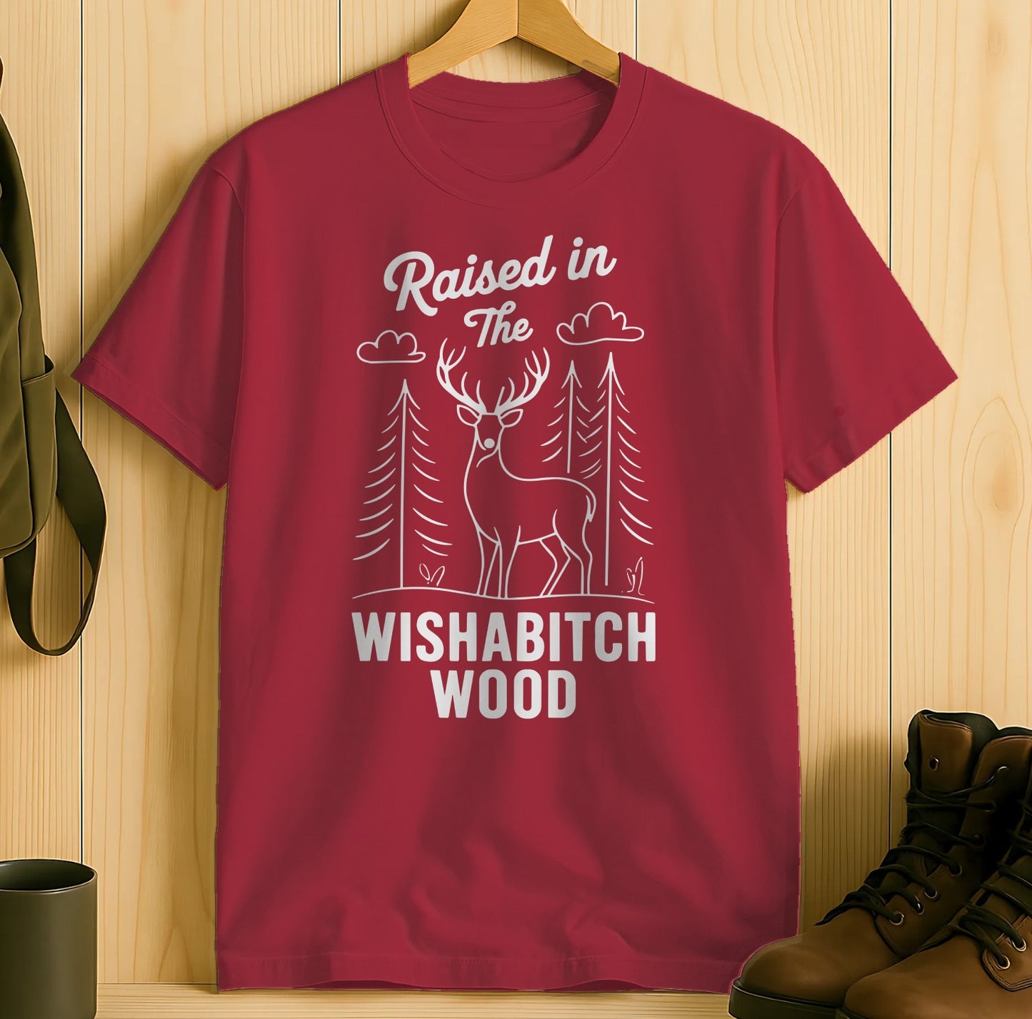 Raised in The Wishabitch Wood Graphic T-Shirt product