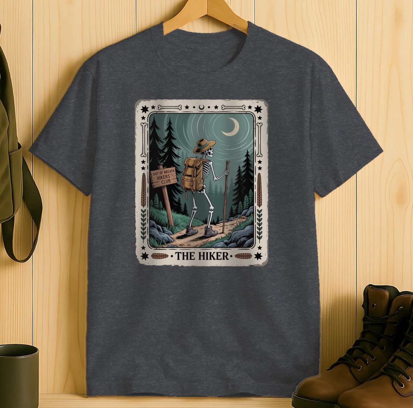 The Hiker Skeleton Graphic Hiking Adventure Shirt product type