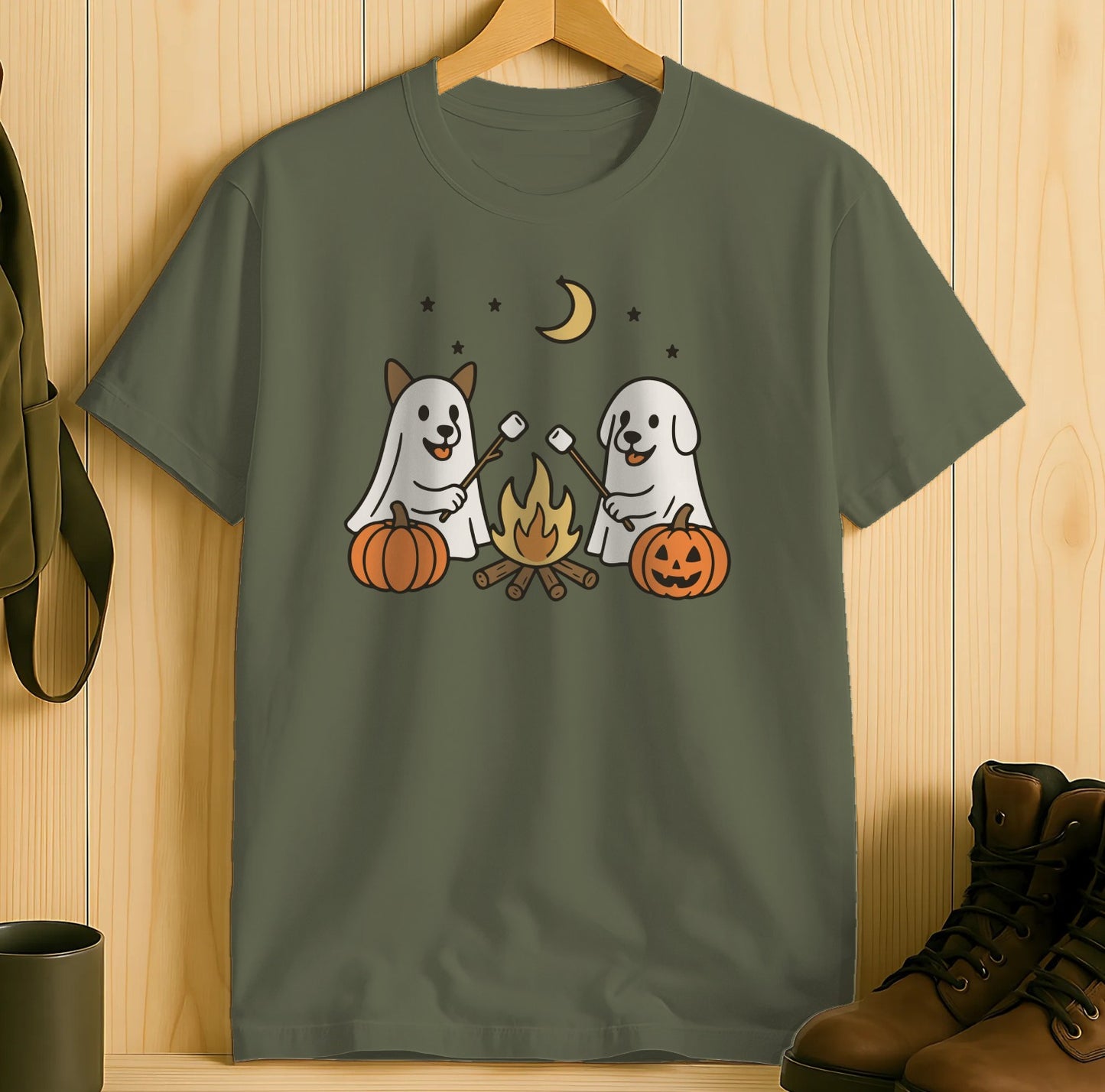 Ghostly Dog Campfire Halloween T-Shirt product type