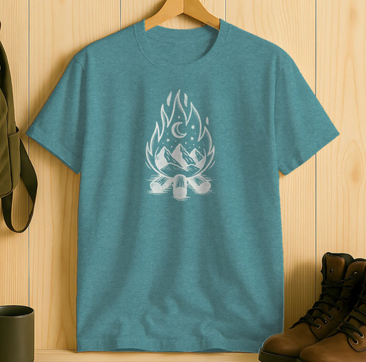 Campfire Mountain and Stars Graphic T-Shirt product