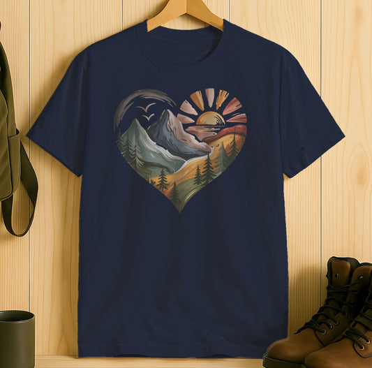Nature Heart Mountain and Sunset Tee product