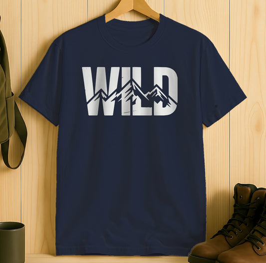 Wild Mountain Print Graphic Navy Blue T-Shirt product type