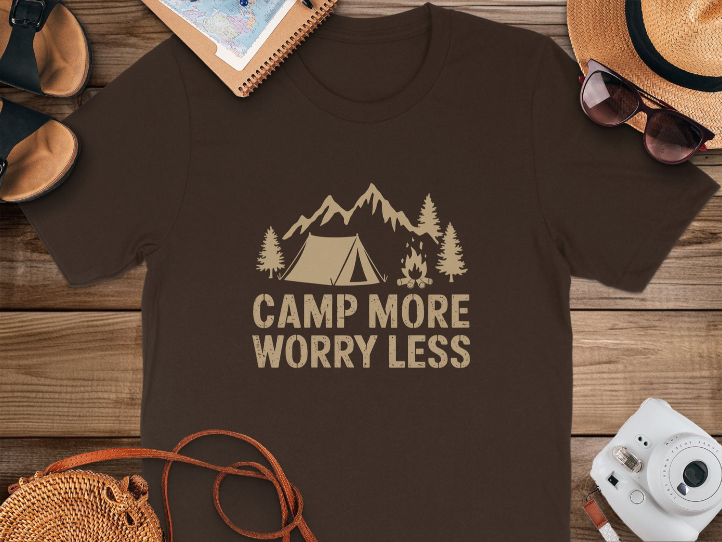Camp More Worry Less Scenic Camping Shirt product