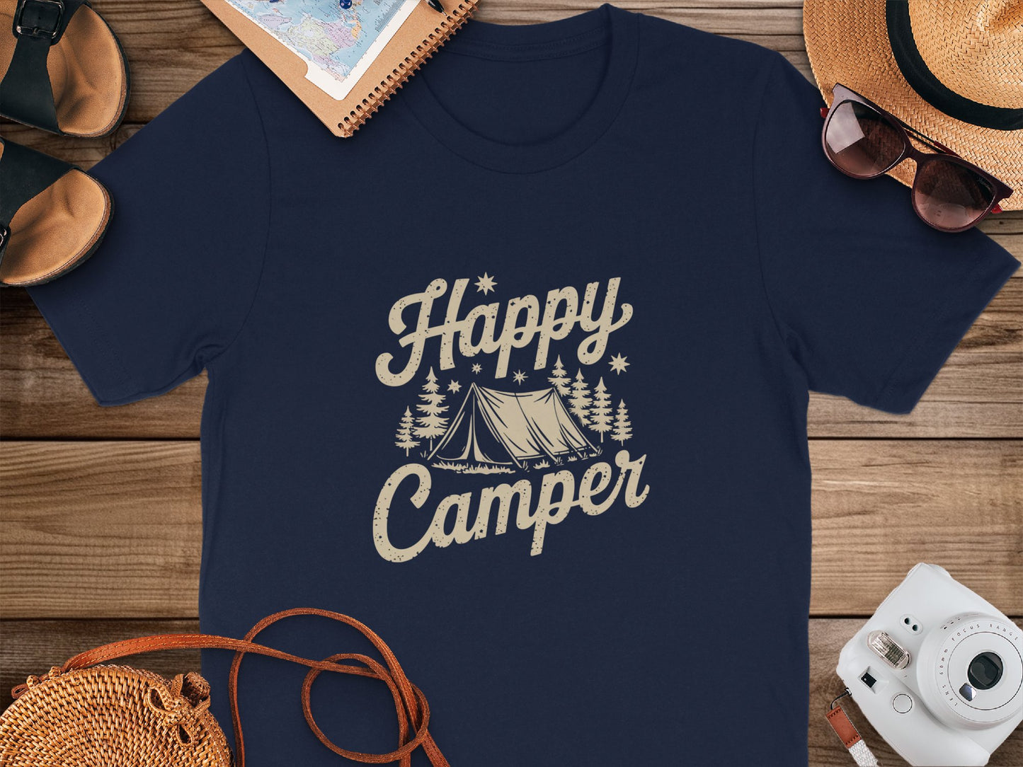 Happy Camper Graphic Print T-Shirt Unisex Casual product