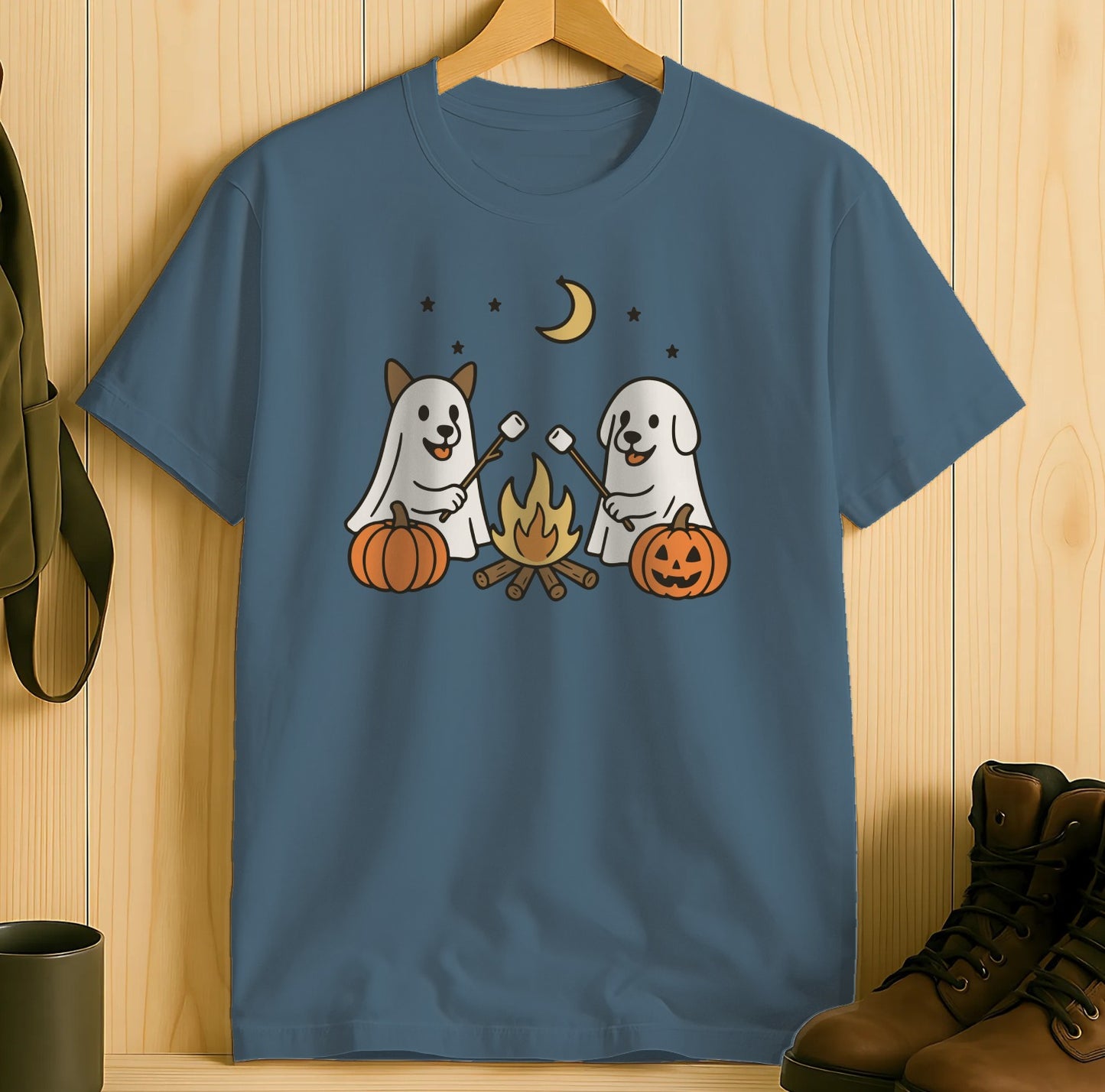 Cute Halloween Ghost Dogs Enjoying Campfire Shirt product type