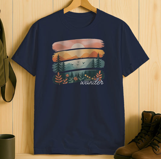 Sunset Mountain Scene Wander Design T-Shirt product