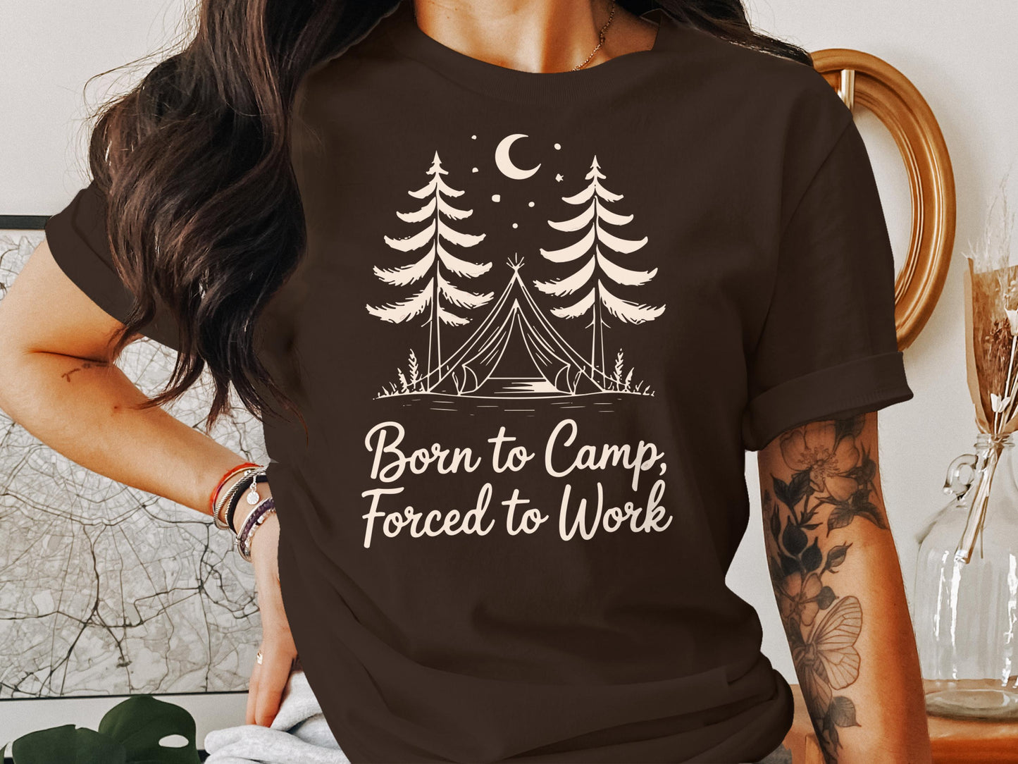 Born to Camp Forced to Work Graphic T-Shirt product
