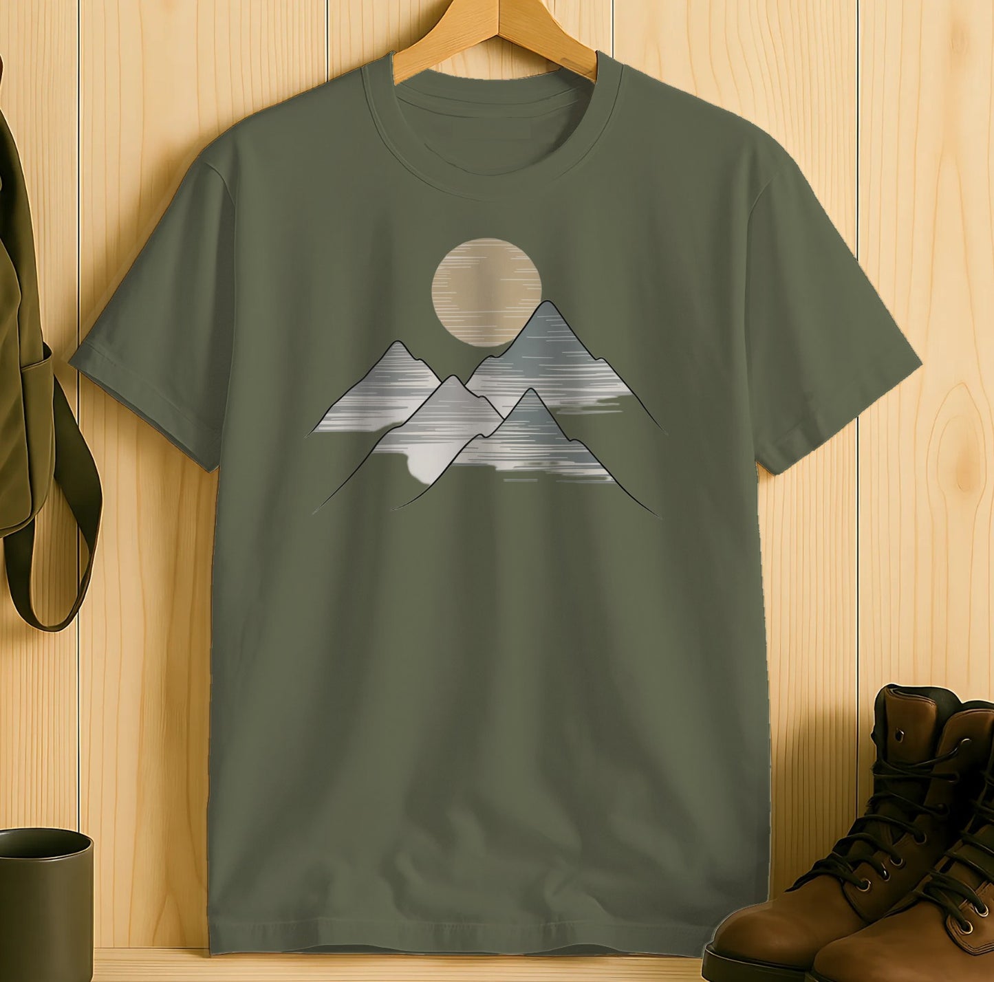 Mountain Scene Graphic Olive Tee product