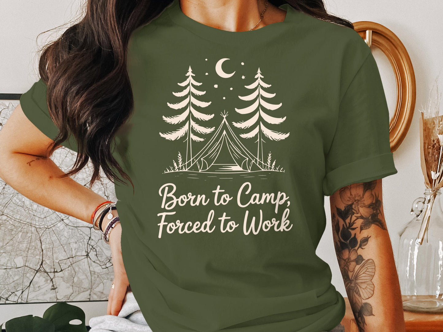 Born to Camp Forced to Work Graphic Shirt product type