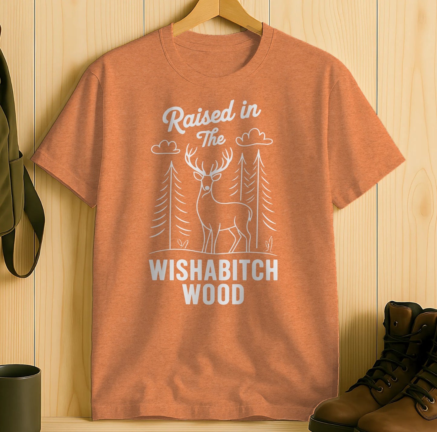 Raised in The Wishabitch Wood printed t-shirt