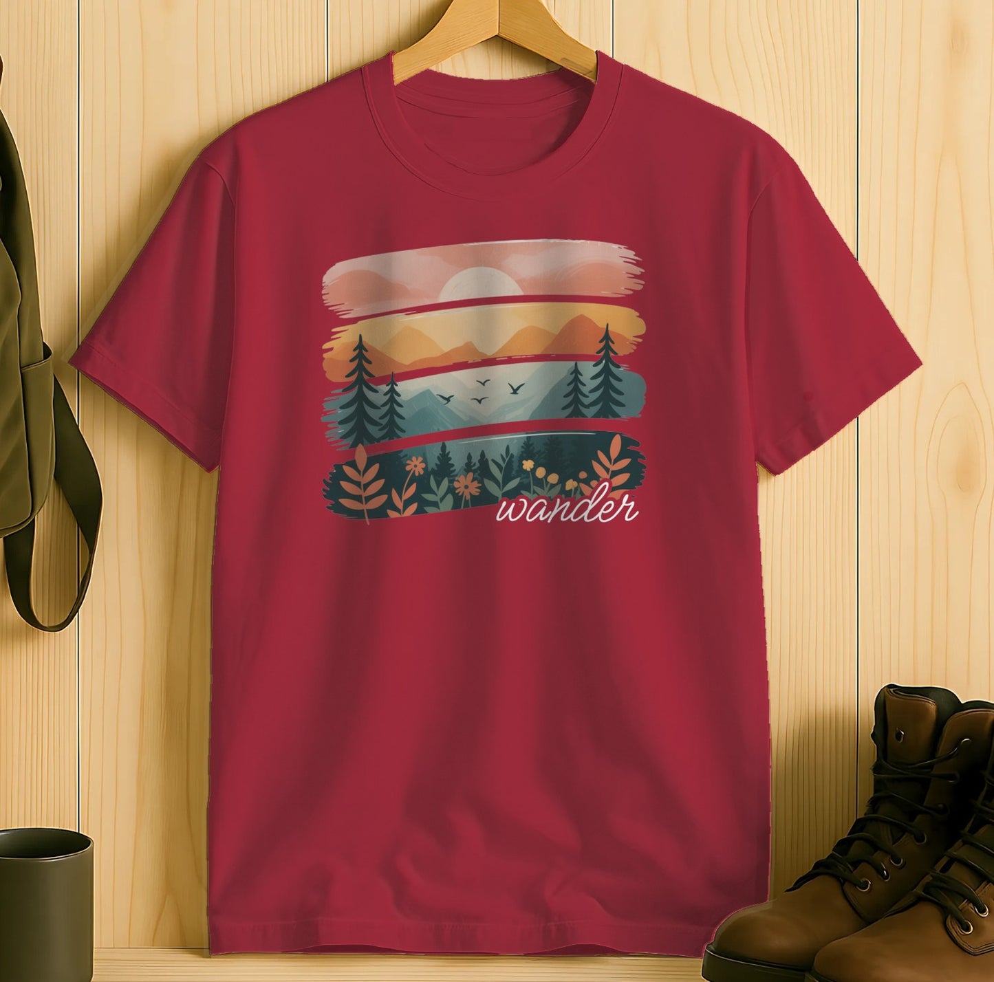 Wander Sunset Forest Illustration T-Shirt Product