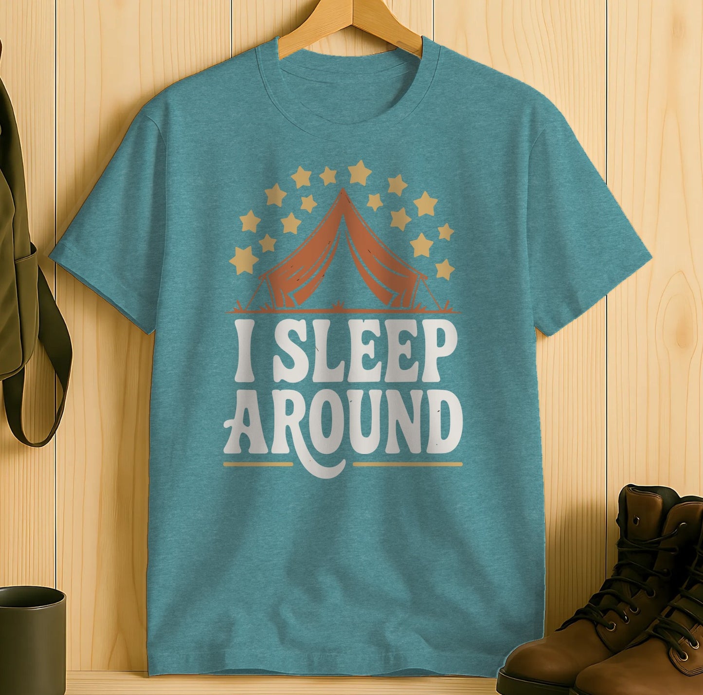 I Sleep Around Funny Graphic T-Shirt product type
