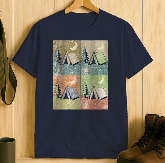 Retro Camping Tent and Moon Graphic T-Shirt product type