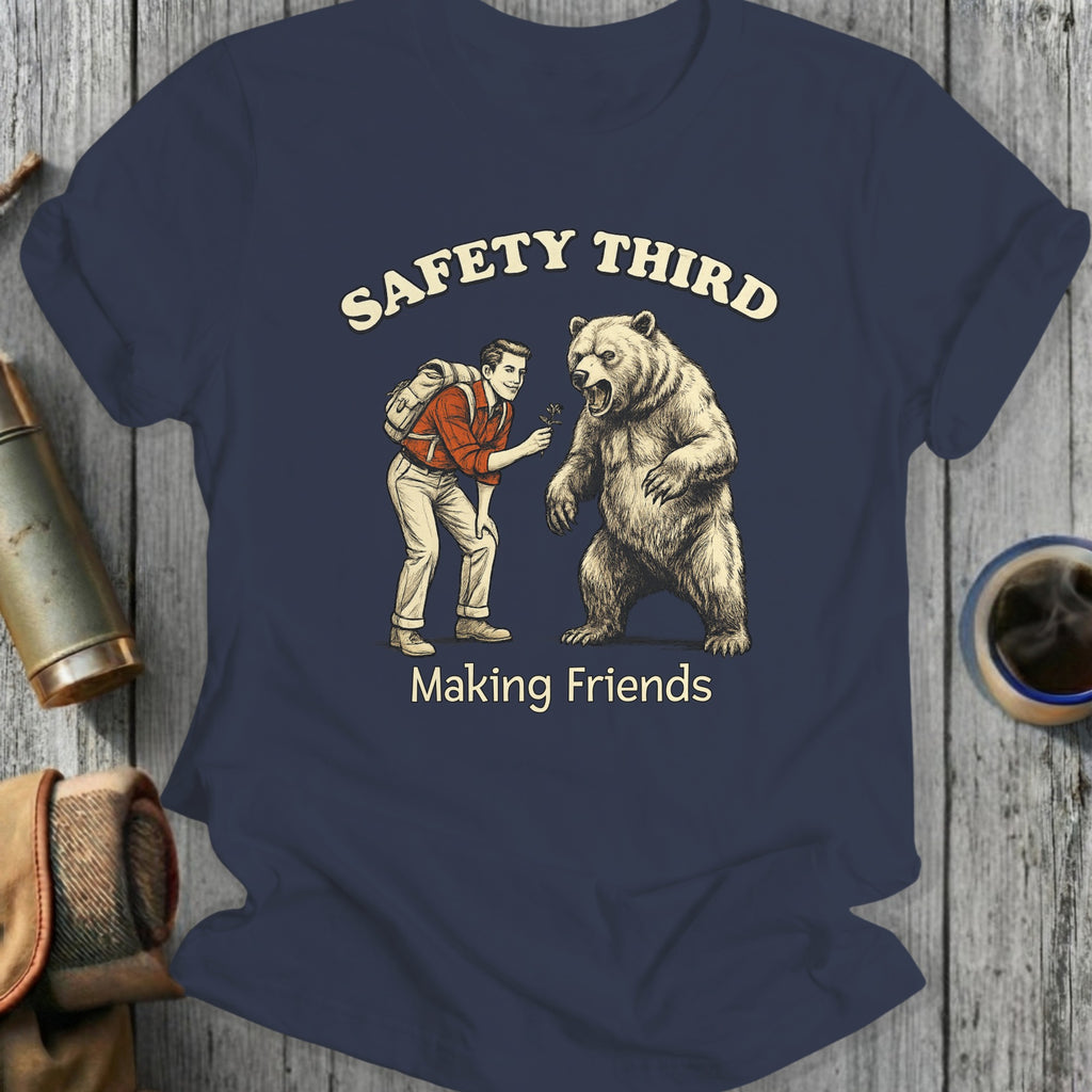 Safety Third Making Friends Bear Graphic T-Shirt
