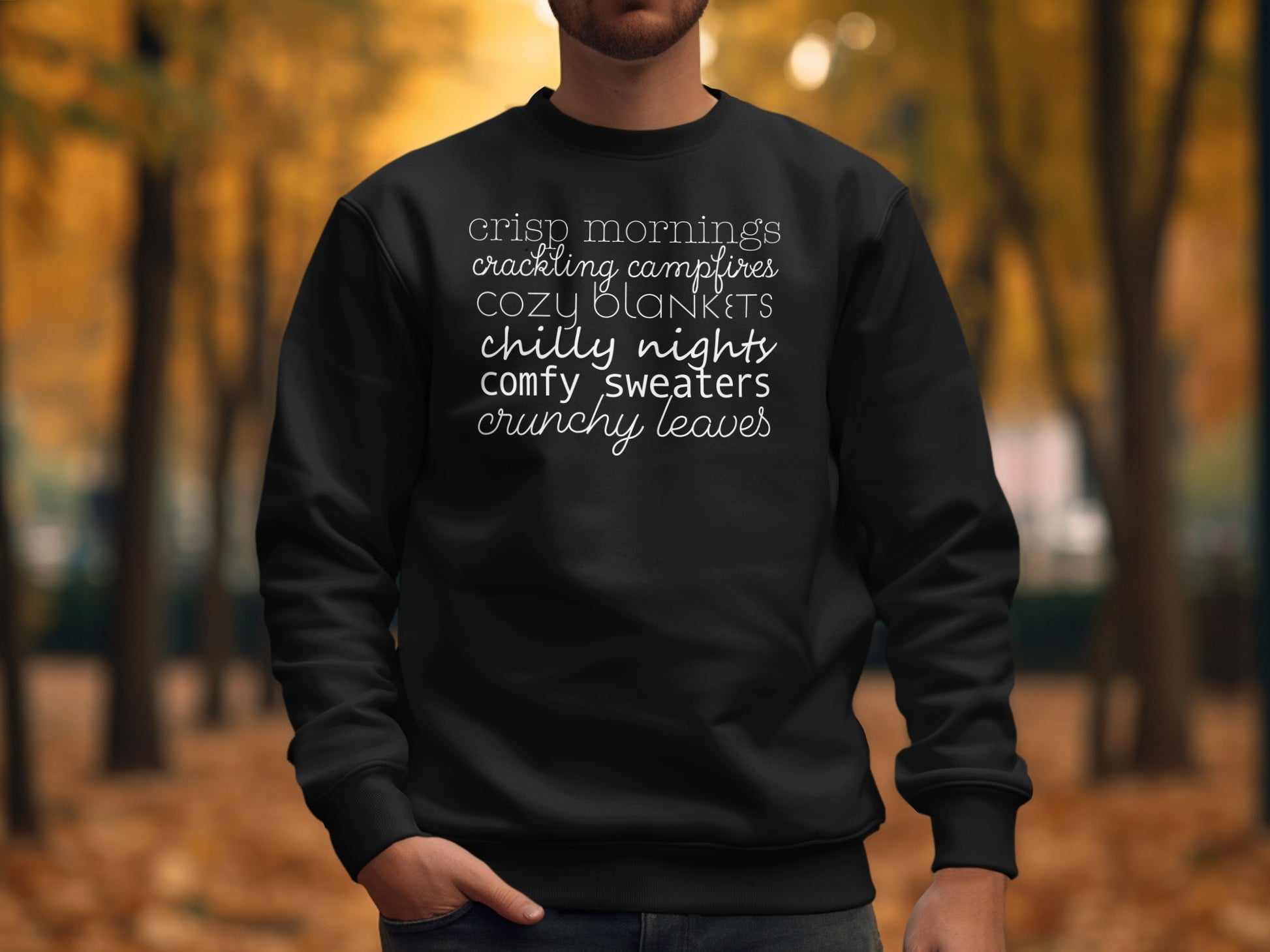 Cozy Autumn Sweatshirt with Seasonal Phrases product type
