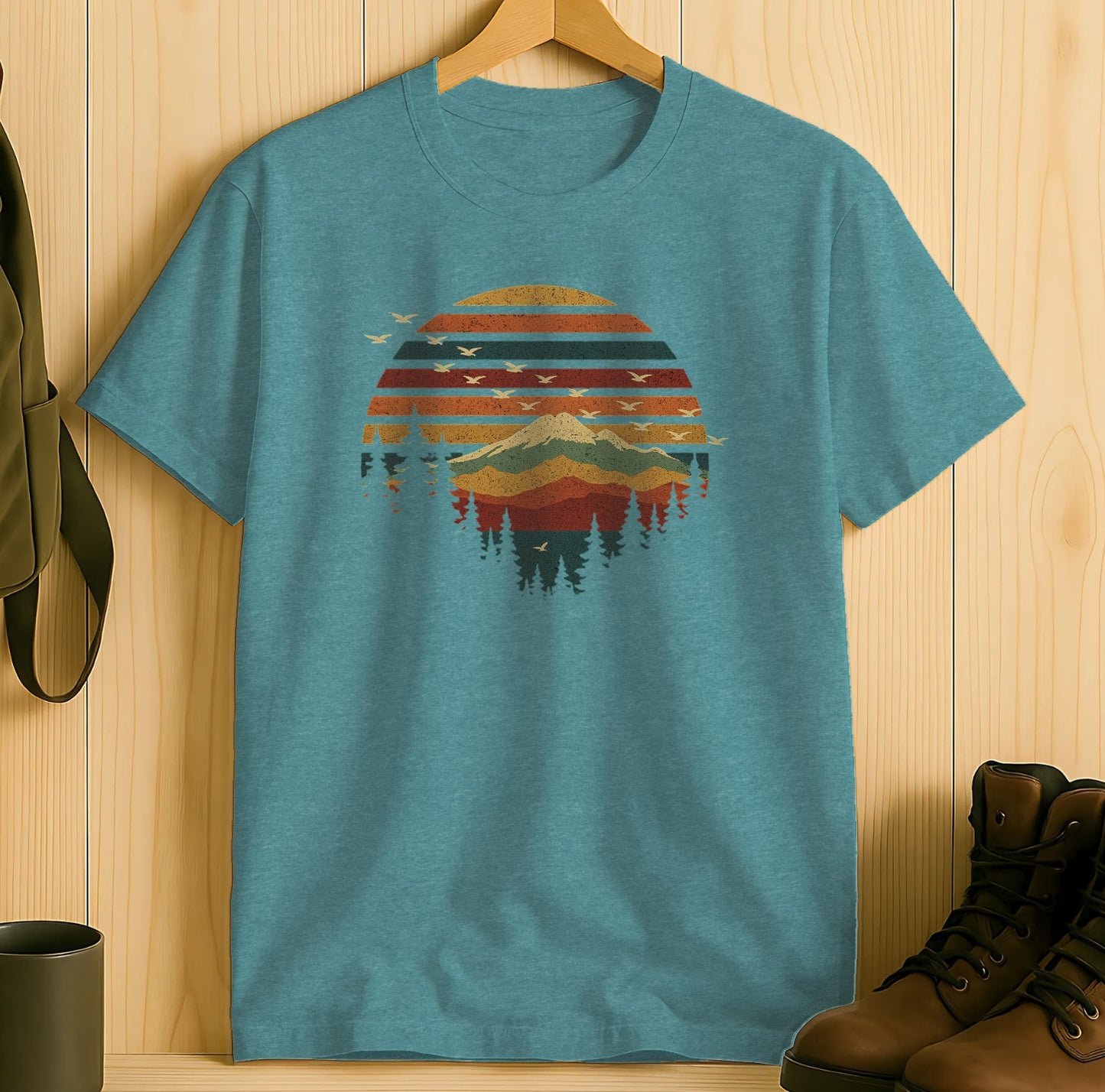 Retro Sunset Mountain Graphic Tee Shirt product type
