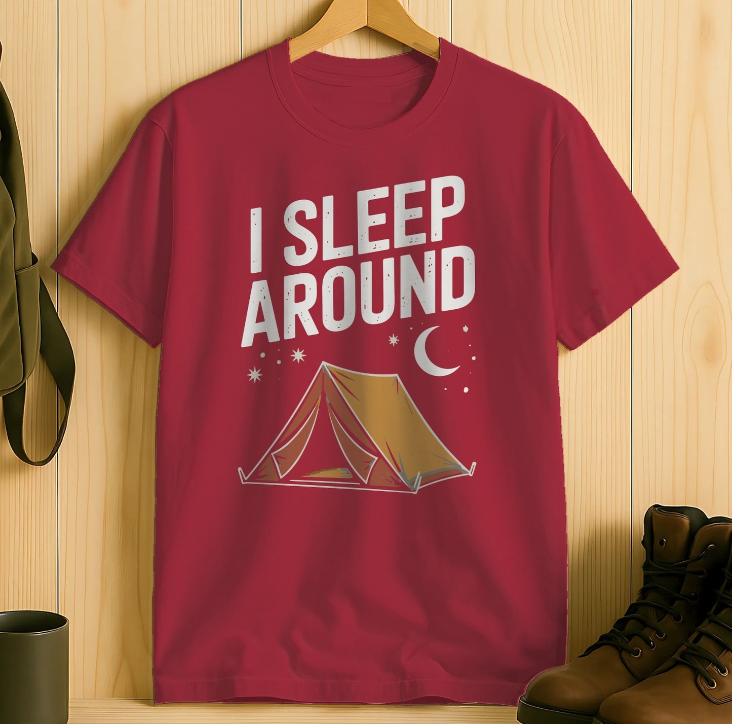I Sleep Around Camping Tent Funny Shirt product type