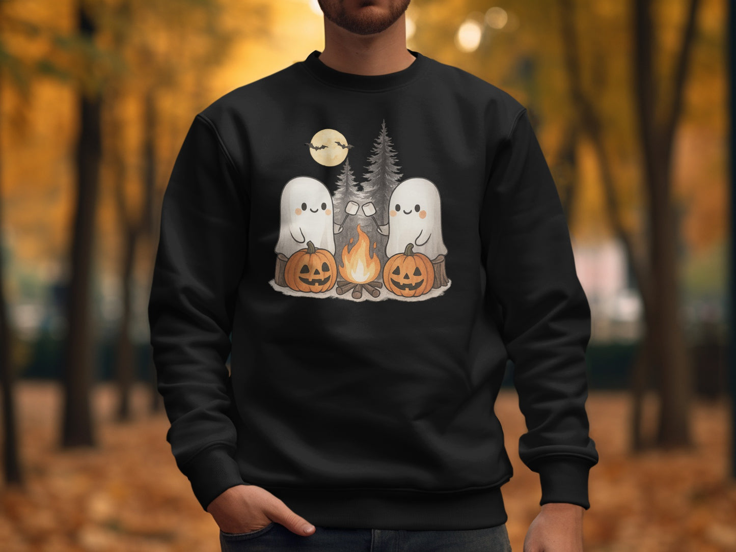 Cozy Halloween Ghosts and Pumpkins Sweatshirt product type