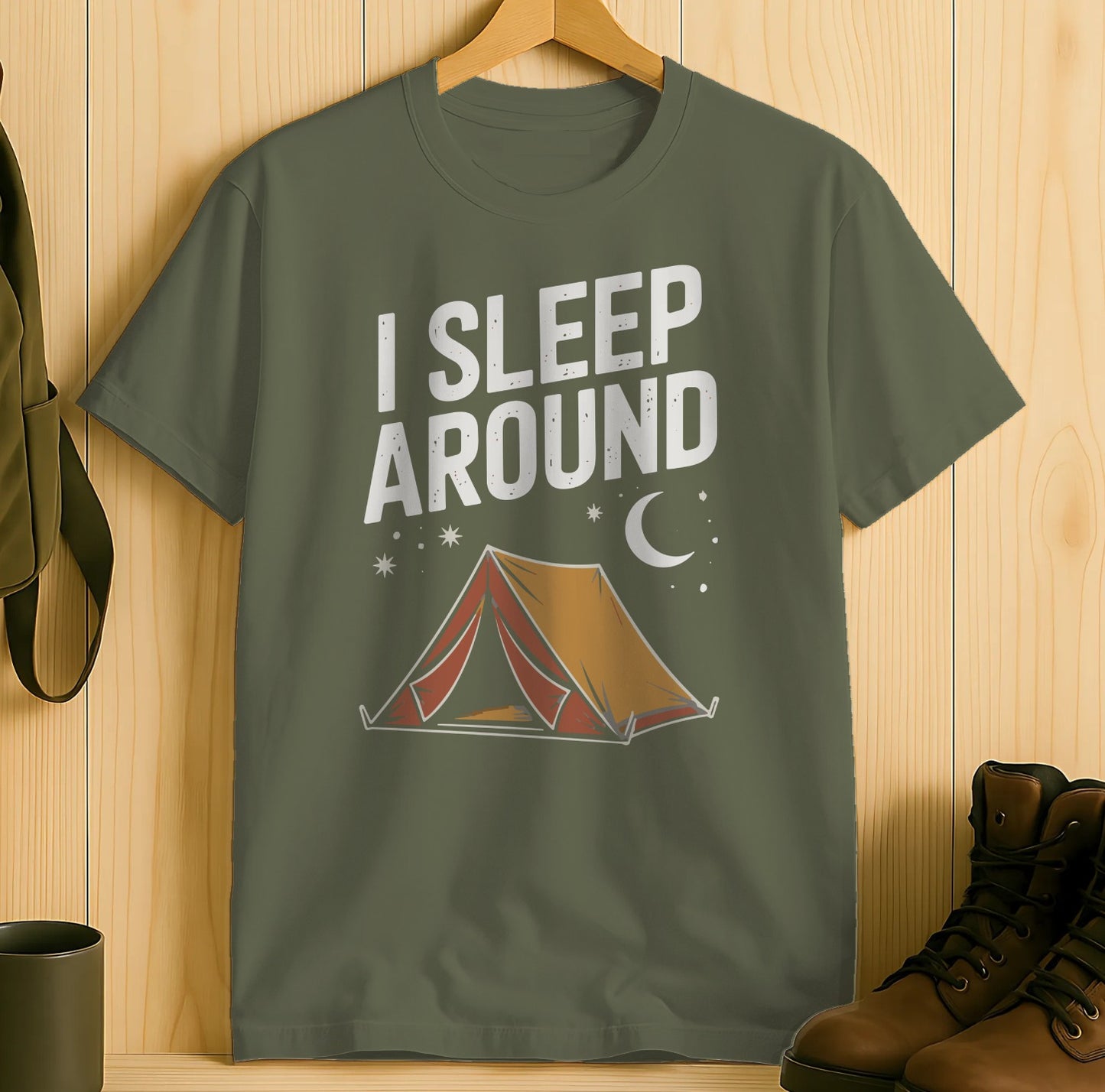 I Sleep Around Tent Graphic Fun Camping Shirt product