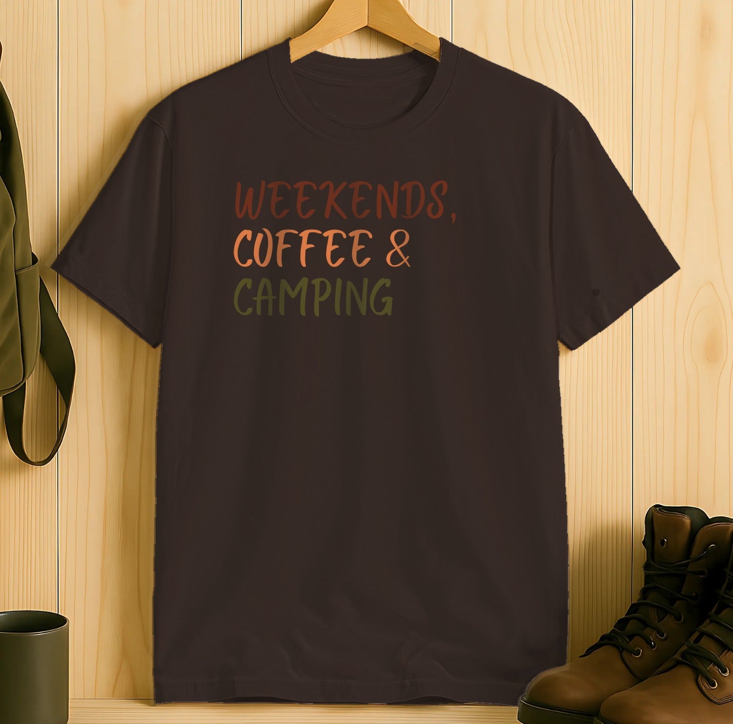Weekends Coffee and Camping Graphic Tee shirt product