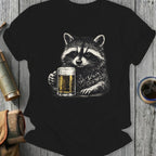 Raccoon Holding Beer Mug Graphic T-shirt