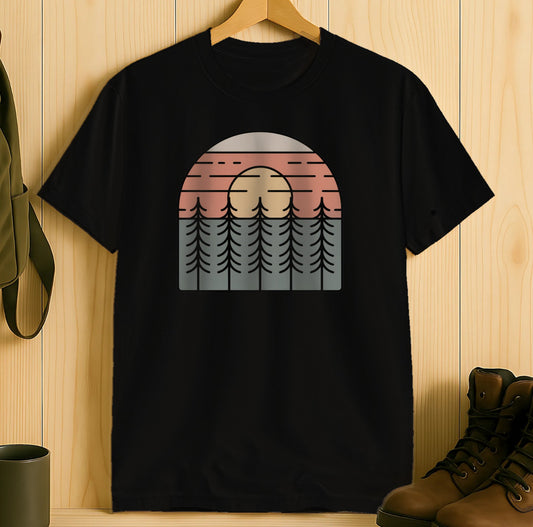 Vintage Sunset and Pine Trees Graphic T-Shirt product
