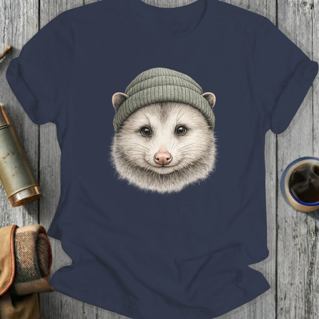 Cute Opossum Wearing Beanie Illustration Shirt