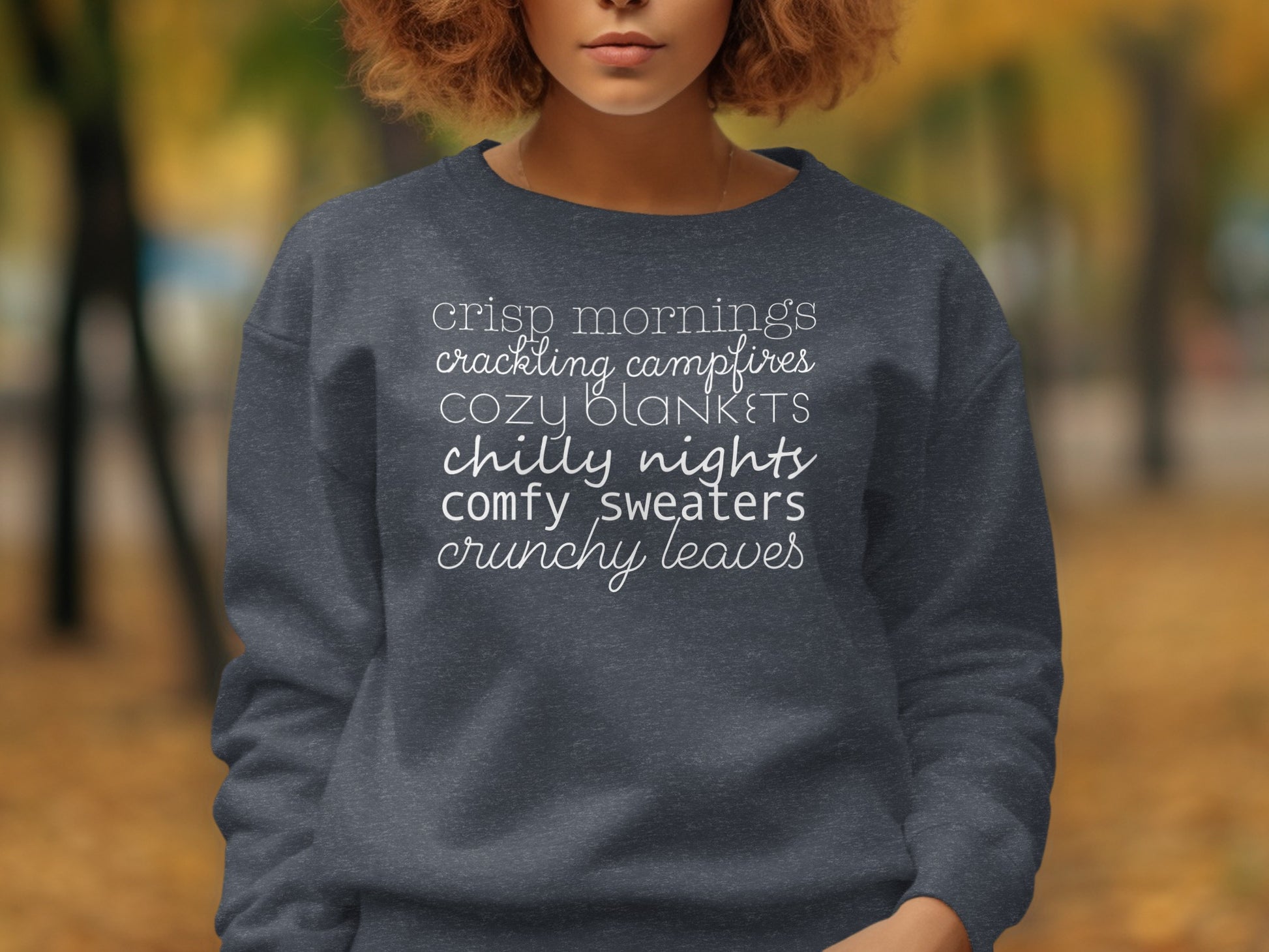 Cozy Autumn Themed Crewneck Sweater Clothing Product