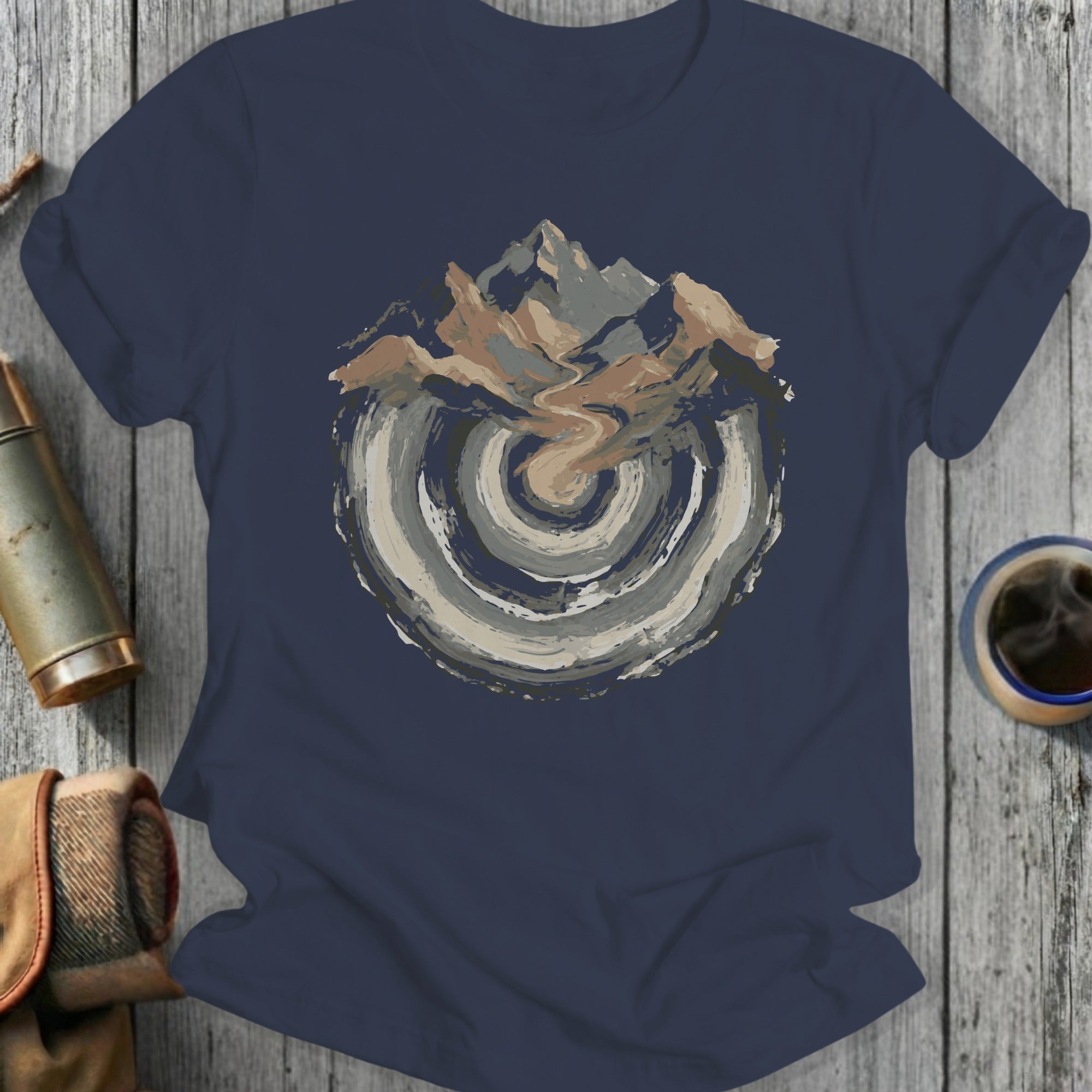 Mountain and Target Design Graphic Tee Shirt
