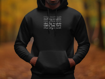 Cozy Hoodie with Autumn Themed Words Hoodie Product