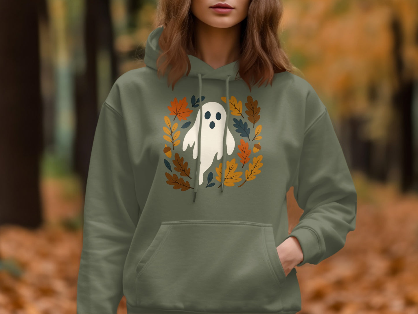 Festive Halloween Ghost Autumn Leaves Hoodie product