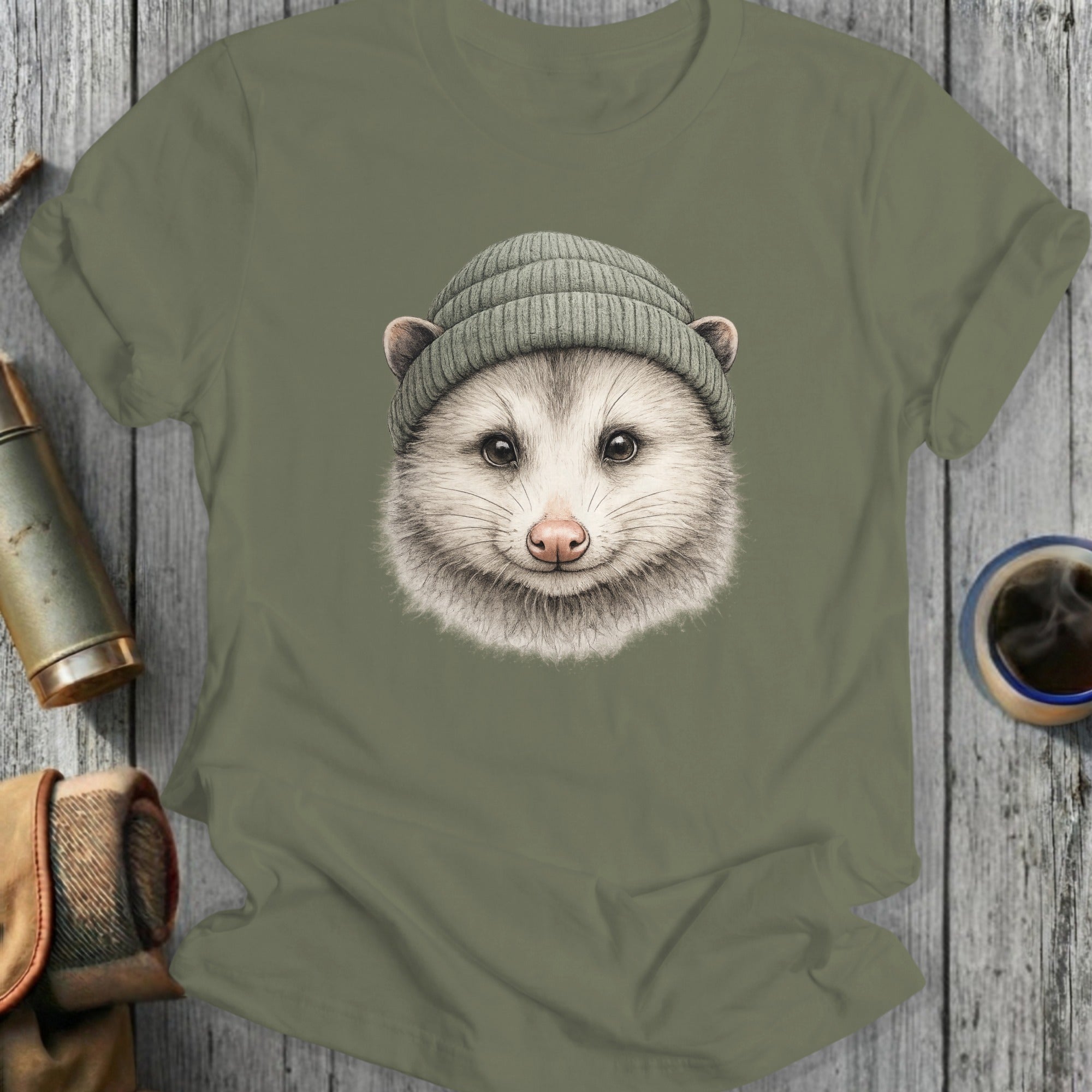 Cute Possum in Beanie Graphic T-Shirt Product