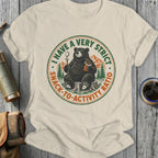 Bear holding marshmallow on stick and chocolate bar, with text "I HAVE A VERY STRICT SNACK-TO-ACTIVITY RATIO".