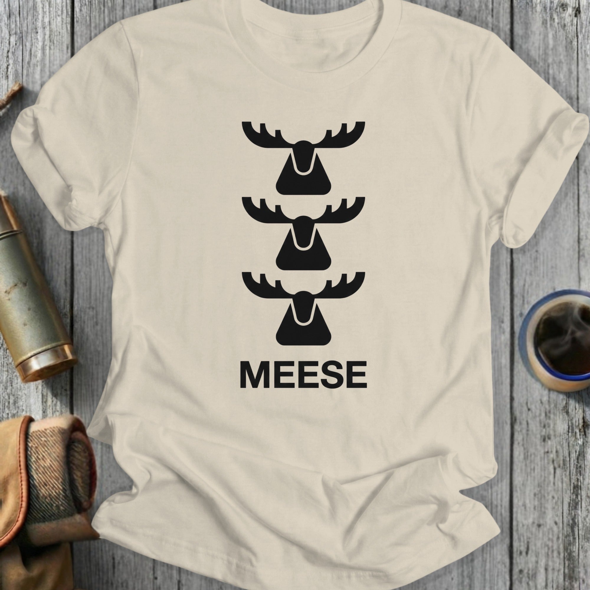 Meese Triple Moose Head Graphic T-Shirt Unique Design