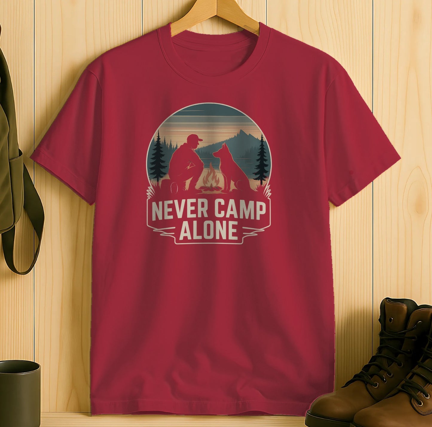 Never Camp Alone Camping Graphic T-shirt