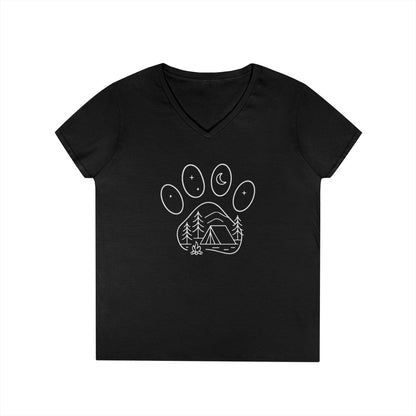Camping Paw Print Design V-Neck T-Shirt