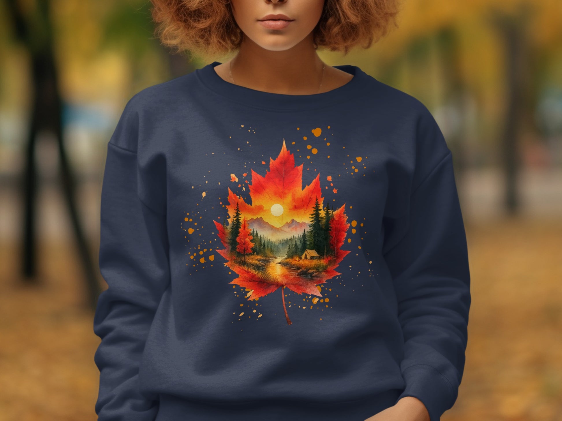 Autumn Leaf with Scenic Sunset Sweatshirt product