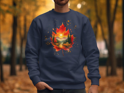 Autumn Forest Inside Maple Leaf Print Sweatshirt product