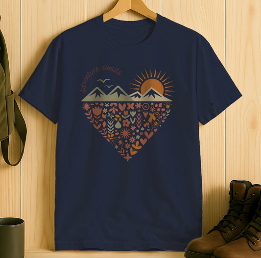 Adventure Awaits Mountain Graphic T-Shirt Product